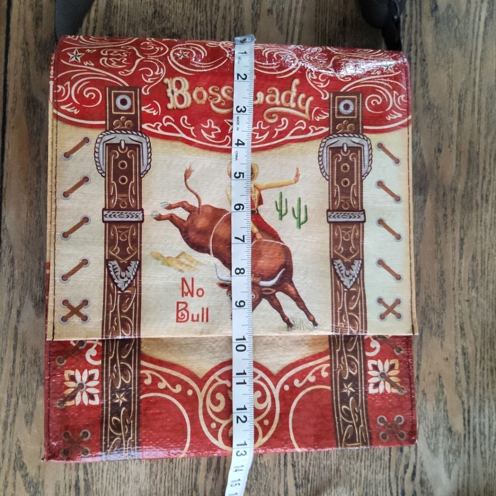 BOSS LADY NO BULL Blue Q Messenger Bag Vintage inspired Tote Crossbody Western - Picture 7 of 9